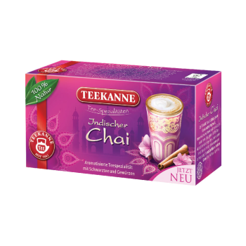 Teekanne Indischer Chai, Schwarztee-Gewürzmischung, 20 Teebeutel im Kuvert